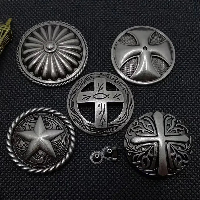 Rund concho antiksilver