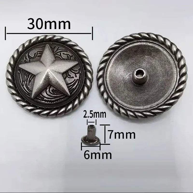 Rund concho antiksilver