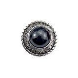 Runt concho i retrodesign med imitationsturkos Silver och svart / 12mm
