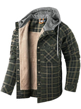 Rutig jacka med huva Grön / S