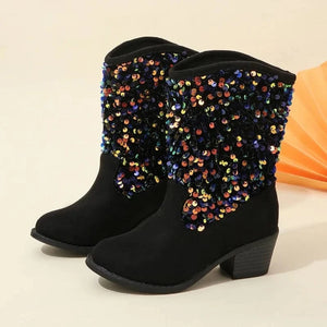 Cowboyboots barn med glittrande paljettdekor