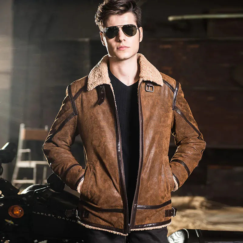 Shearling jacka herr Brun / XS