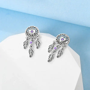 Silverörhängen Drömfångare Lila Sten Lila