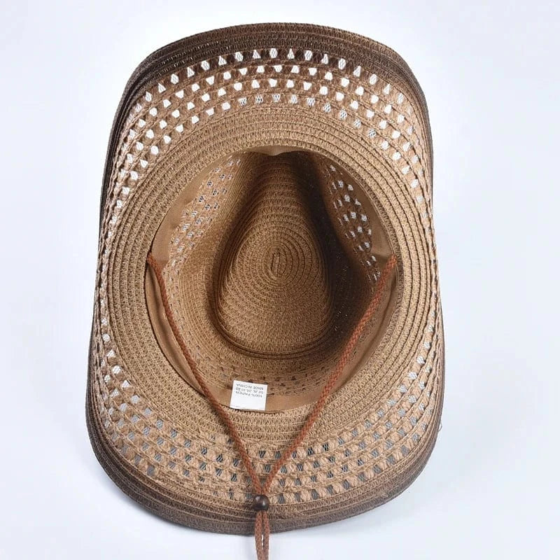 Strå Cowboyhatt Ventilerad Ljusbrun / Kan justeras