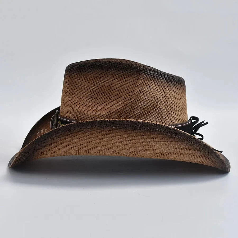 Stråcowboyhatt med Broderad Rem