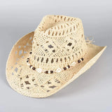 Stråhatt cowboy Snäckor Flätad Beige / Ungefär 56-58cm