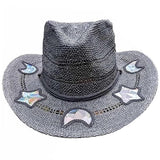 Suncatcher cowgirlhatt i halm Grå måne/stjärna