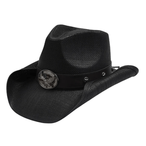 Svart cowboyhatt i halm för herr Svart / One Size