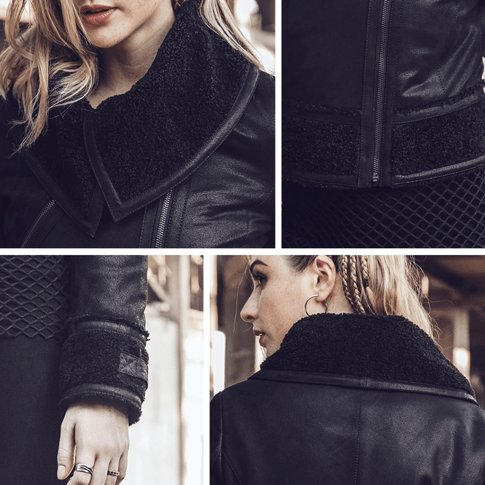 Svart shearling jacka