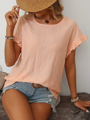 T-shirt blus med volangärmar