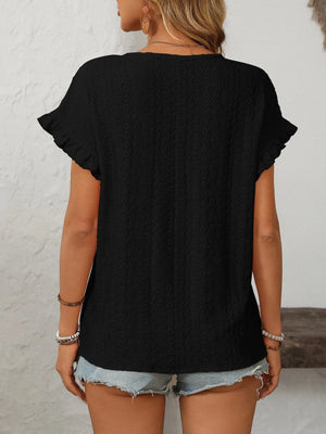 T-shirt blus med volangärmar