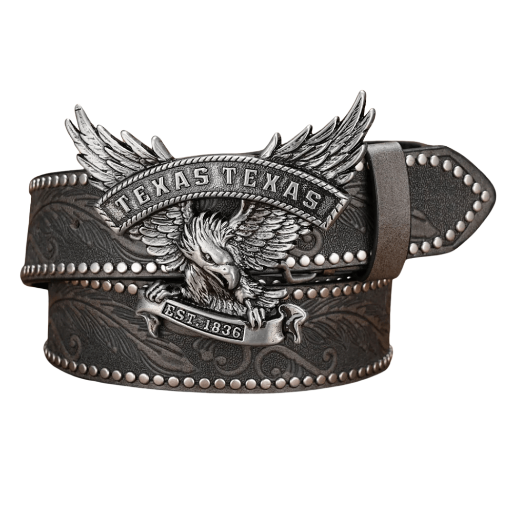Texas cowboybälte med silver örnspänne Grå / 120cm