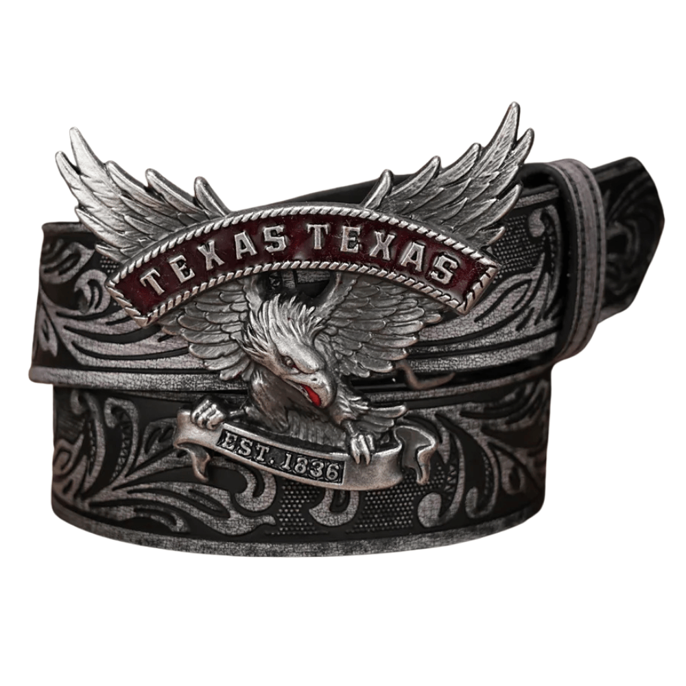 Texas Eagle Westernbälte Svart / 120cm
