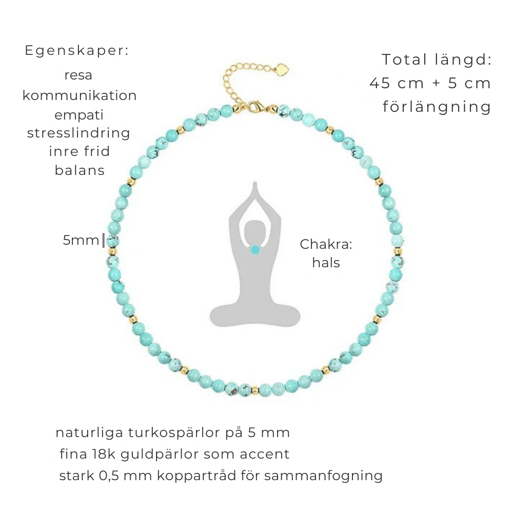 Tunn choker med turkosa pärlor Turkosblå / 45cm