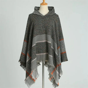 Varm poncho dam Mörkgrå / One Size