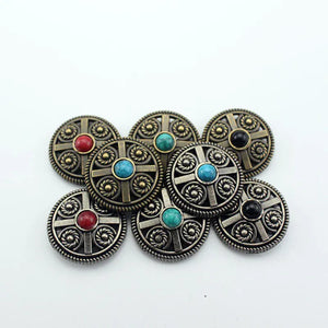 Vintage rund concho med sten