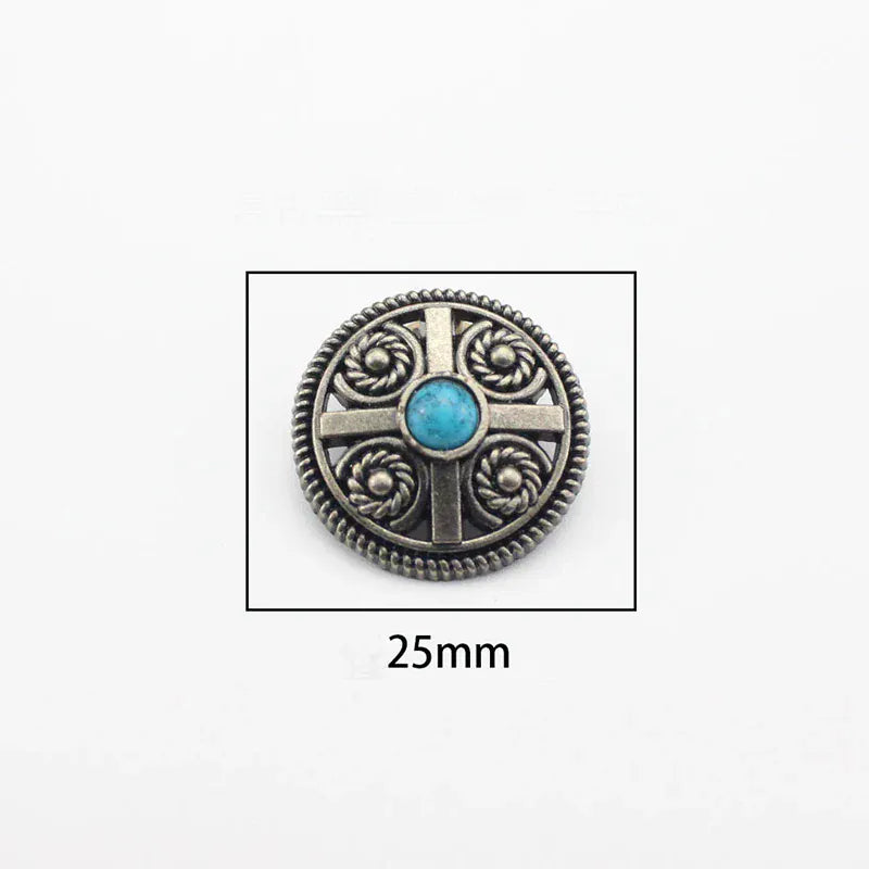 Vintage rund concho med sten