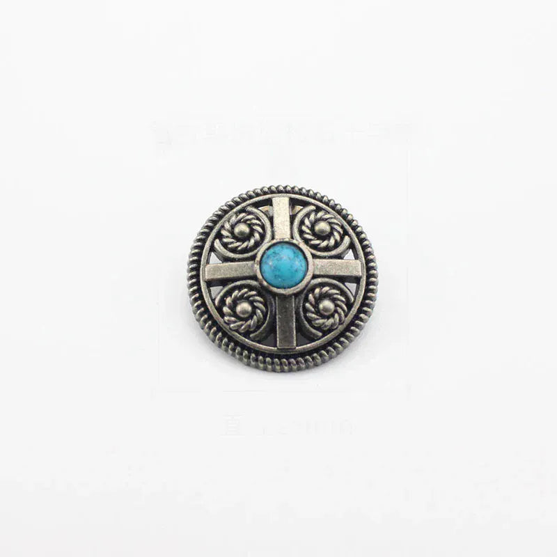 Vintage rund concho med sten Silver blå