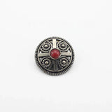 Vintage rund concho med sten Silver röd