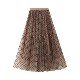 Vintage Saloon kjol i klassiskt prickigt mönster Ljusbrun / One Size