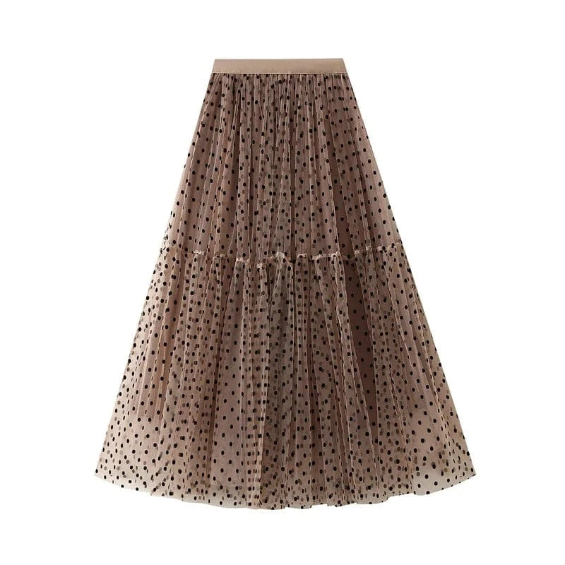 Vintage Saloon kjol i klassiskt prickigt mönster Ljusbrun / One Size
