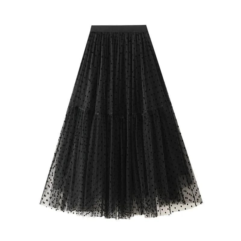 Vintage Saloon kjol i klassiskt prickigt mönster Svart / One Size