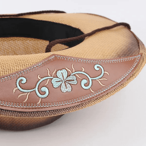 Vintage Stråcowboyhatt med Broderade Detaljer Beige strå / 56-58cm