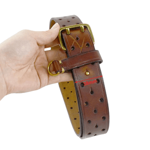 Vintageinspirerat westernbälte i äkta läder med robust dubbelspänne