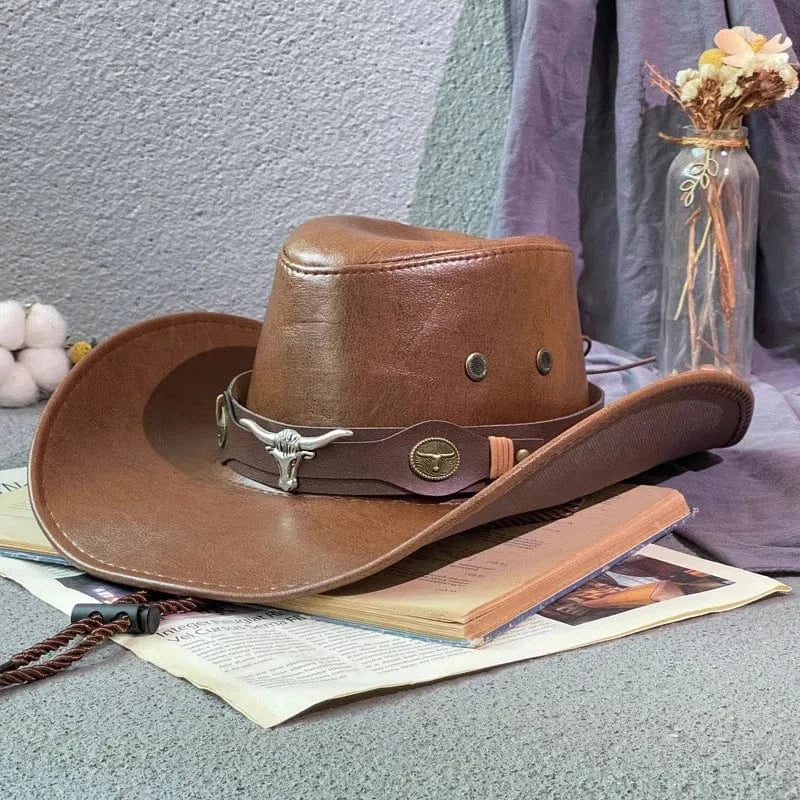 Western Cowboyhatt i Konstläder Brun02 / 56-58cm