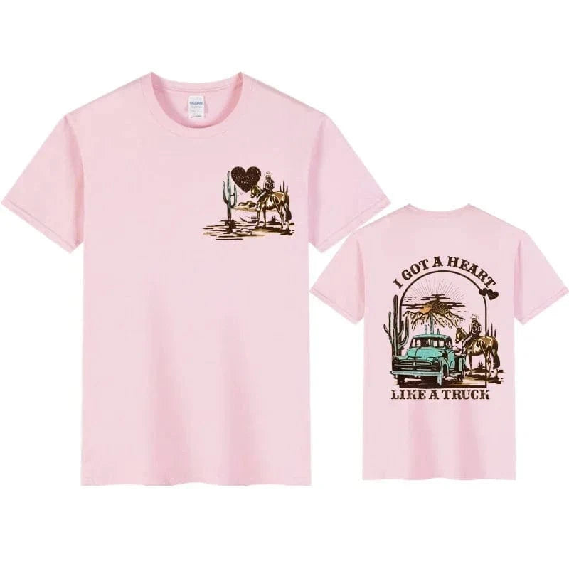 Western T-shirt för dam "I Got a Heart Like a Truck" Rosa / XS