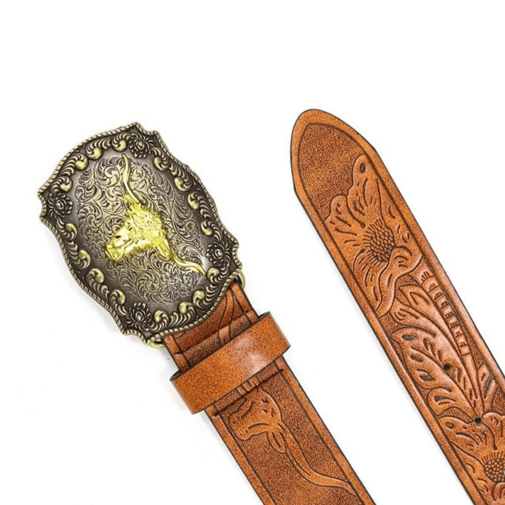 Westernbälte gyllene longhornspänne