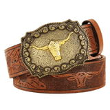 Westernbälte gyllene longhornspänne Brun / 110cm