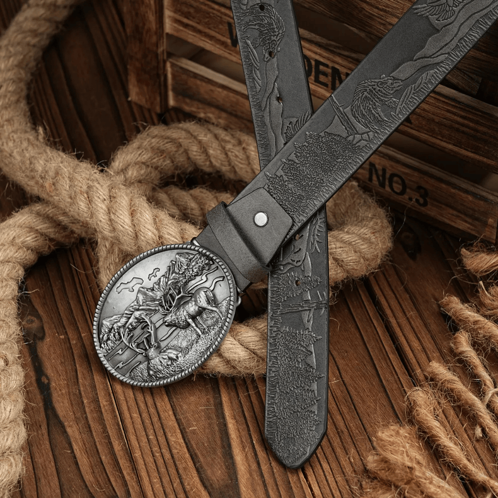 Westernbälte med silverhjortspänne