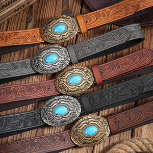 Westernbälte med turkost spänne
