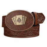 Westernbälte spelkortsmotiv Mörkbrun / 120cm