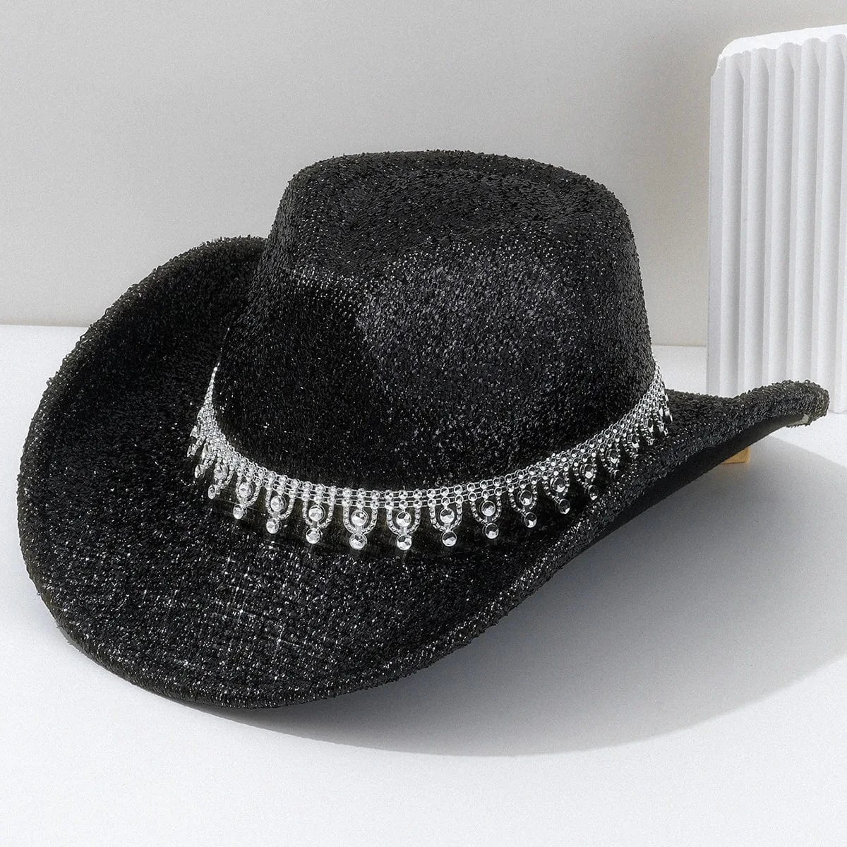 Westernhatt dam med strass 56-58cm / Svart