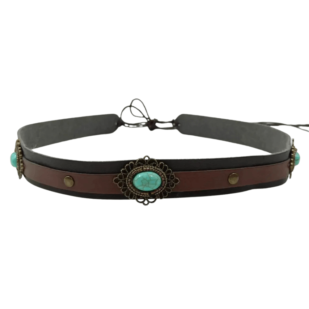 Westernhattband med turkossten Svart med turkos / 56-58cm