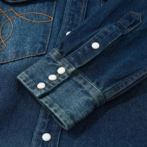 Westernskjorta i tvättad denim