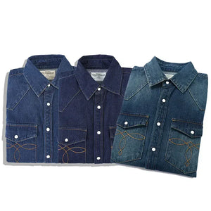 Westernskjorta i tvättad denim