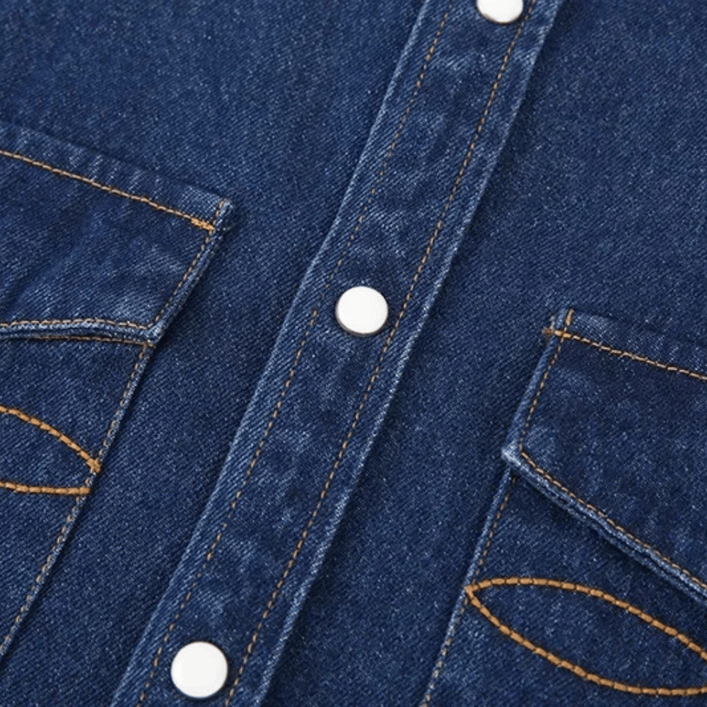 Westernskjorta i tvättad denim