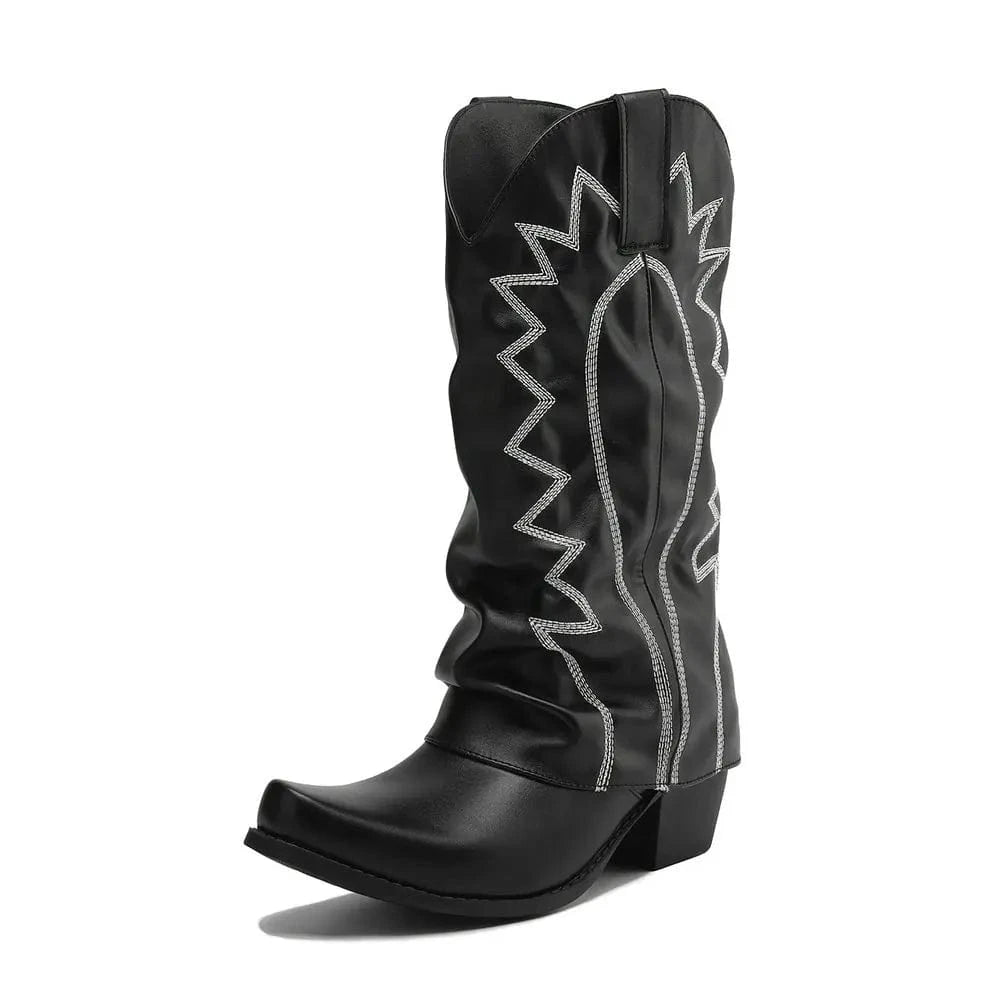 Slouchiga Cowboyboots i Mocka för Dam Svart / 36