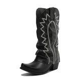 Slouchiga Cowboyboots i Mocka för Dam Svart / 36