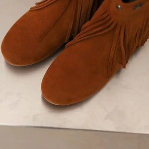 Ankelboots i Mocka med Fransar