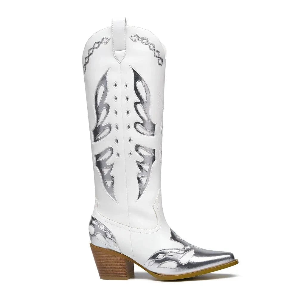 Vita och Silverfärgade Cowgirl Boots