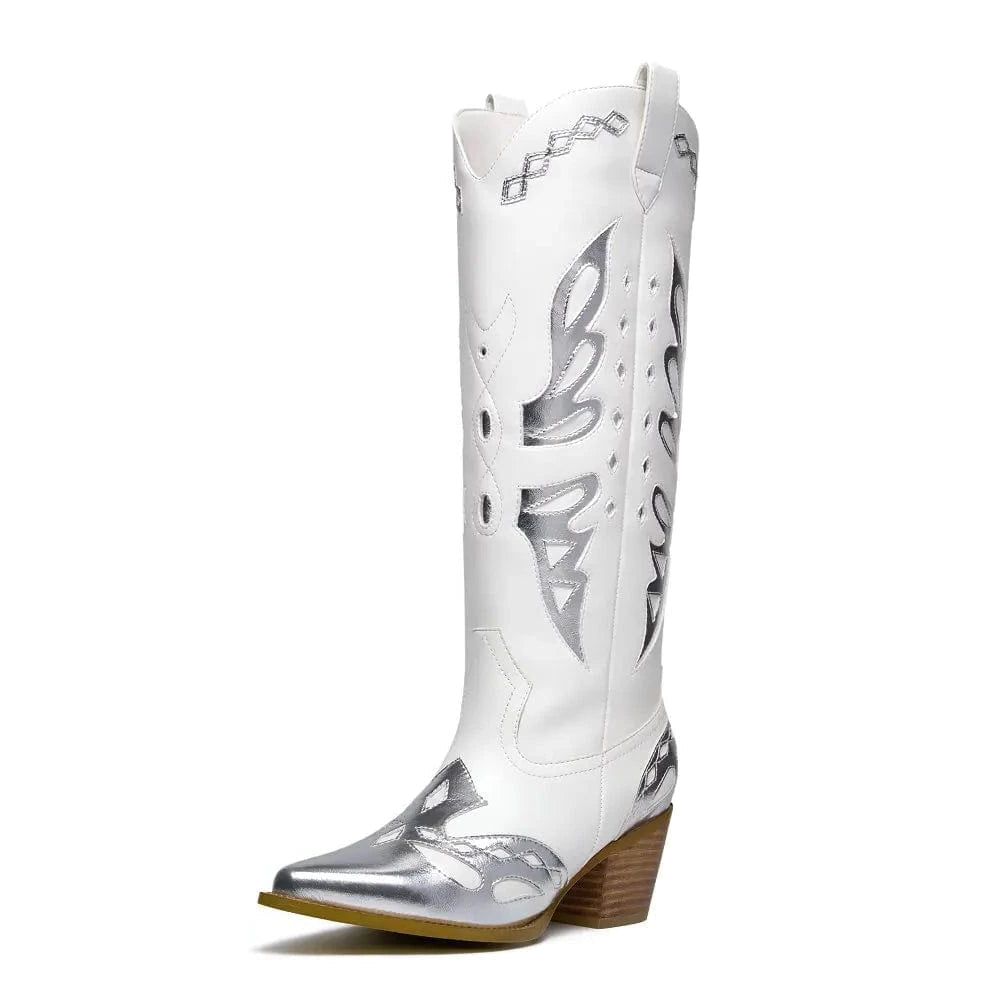 Vita och Silverfärgade Cowgirl Boots Vit / 36
